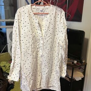 Old Navy Cream Shirt with Black Polka Dots